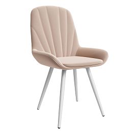 Стул ЮККИ Основание №1 Конус Белое Велюр тип 2 Песочный - Фото предпросмотра