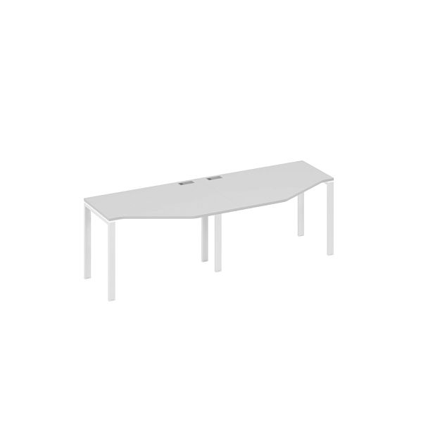 Рабочая станция на каркасе UNO (2х120) столы Техно A4 А4 Б1 051-2 БП серый / металлокаркас белый - Вид 1