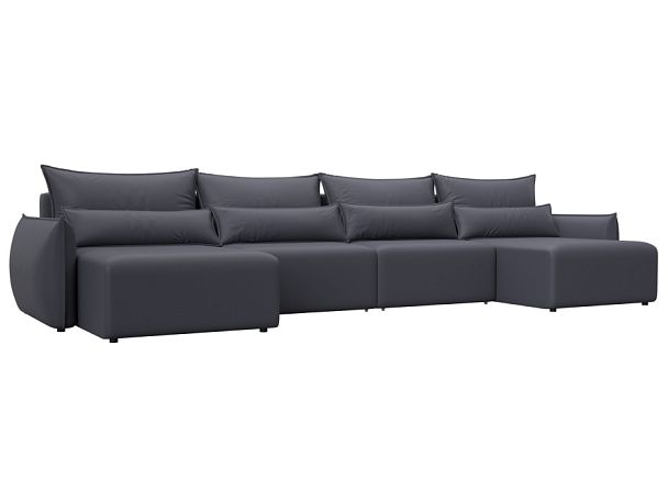 Диван П-образный Лига-051 НПБ Лонг Экокожа серый - Вид 1