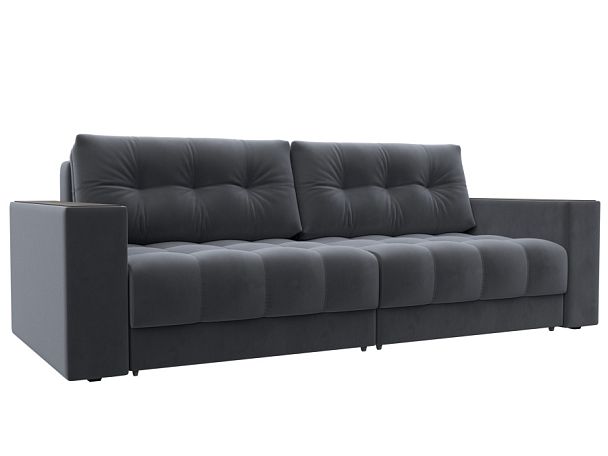 Диван прямой с декором Лига-049 НПБ Велюр серый - Вид 1