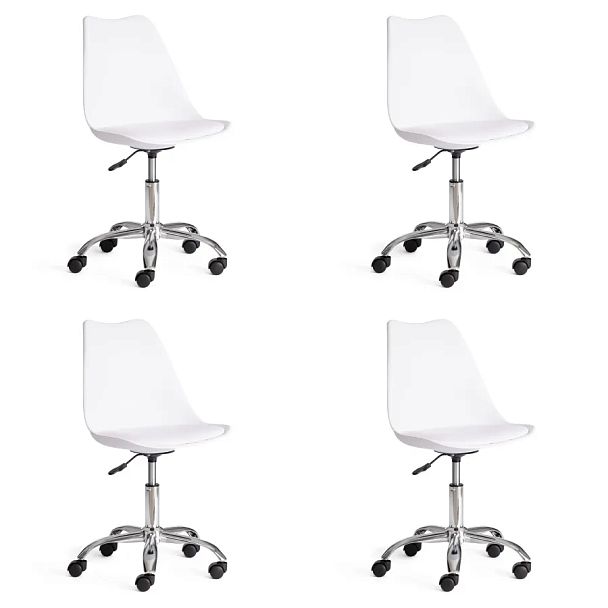 Офисное кресло Тулип/Tulip (мод.106-1), металл/пластик/PU, White (белый) / Chrome (хром) - Вид 12
