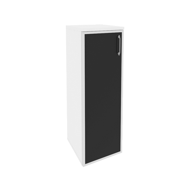 Onix Шкаф средний узкий левый O.SU-2.4 R (L) black Белый бриллиант/Стекло black 400*420*1207 - Вид 1