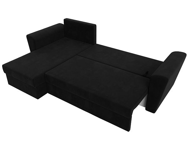 Угловой диван Амстердам Лайт левый (полностью микровельвет черный) - Вид 9