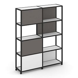 Shelf Mobile Стеллаж 5 уровней 2 секции VR.LT-STK-515.06 Белый Бриллиант/Металл Черный/W-26 1170*400*2000 - Фото предпросмотра