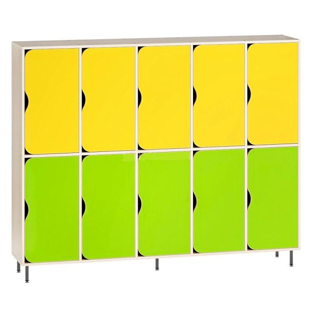 Шкаф детский двухъярусный 10-ти секционный на металлических ножках ШДД-005 - Вид 1