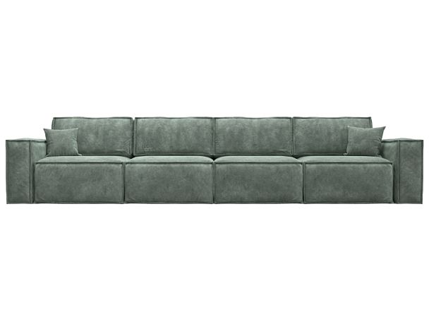 Диван прямой Лига-081 НПБ МегаЛонг Велюр зеленый - Вид 2