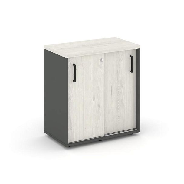 Стайл Проджект Тумба опорная/приставная SN.TOP-041 Антрацит/Дуб Наварра/Черный Ручки 600*400*750 - Вид 1