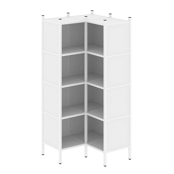 Loft Угловой внутренний стеллаж наборный VR.L-31 Белый бриллиант/Белый металл 862*862*1869 - Вид 1