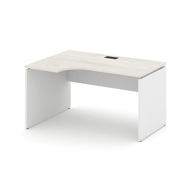 Стайл Проджект Стол рабочий эргоном. SN-D.SPA-001(L) Дуб Наварра/Белый/Черная Заглушка 1380*600/980* - Вид 1