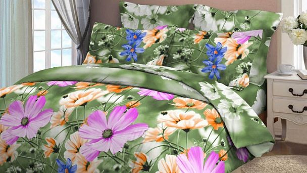 Постельное белье полутораспальное Нежная Космея-1 - Вид 1