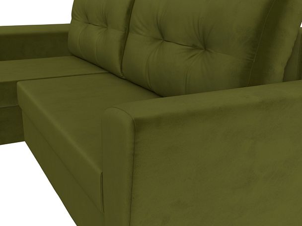 Угловой диван Амстердам Лайт левый (полностью микровельвет зеленый) - Вид 4