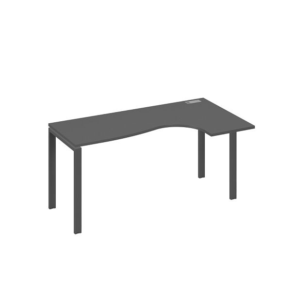 Стол эргономичный правый "Классика" на металлокаркасе UNO A4 А4 Б1 036 БП антрацит премиум / металлокаркас антрацит - Вид 1