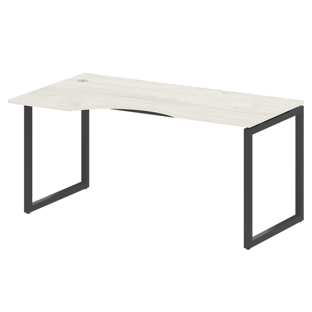 Metal System Quattro Стол криволинейный левый на О-образном м/к 40БО.СА-1 (L) Дуб наварра/Антрацит металл 1600*900*750 - Вид 1