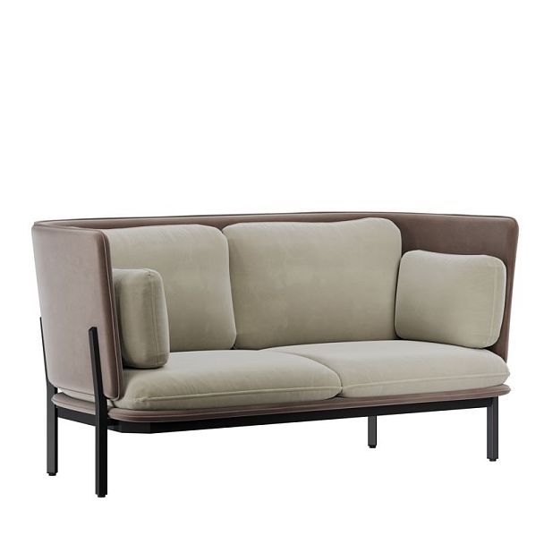 Stato Диван двухместный с низкой спинкой STA-02L Velutto 07/Velutto 36/Металл Черный 1730*850*855 - Вид 1