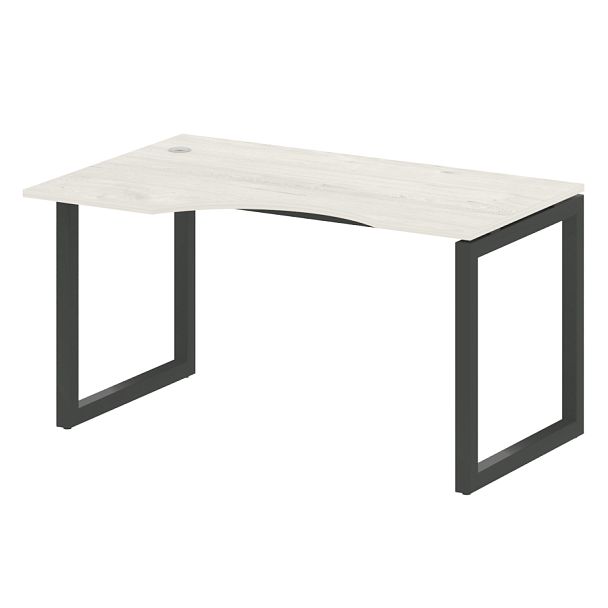 Metal System Quattro Стол криволинейный левый на О-образном м/к 50БО.СА-2 (L) Дуб наварра/Антрацит металл 1400*900*750 - Вид 1