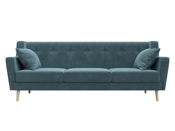 Прямой диван Брайтон 3 (полностью велюр бирюзовый) - Вид 2
