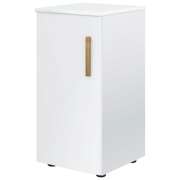 Шкаф колонка с малой дверью (L) и топом FLC 40.1(L) Белый премиум/Белый премиум 404х429х818 FORTA - Вид 1