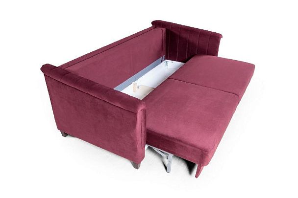 Амстердам диван-кровать трехместный прямой, велюр красный - Вид 5