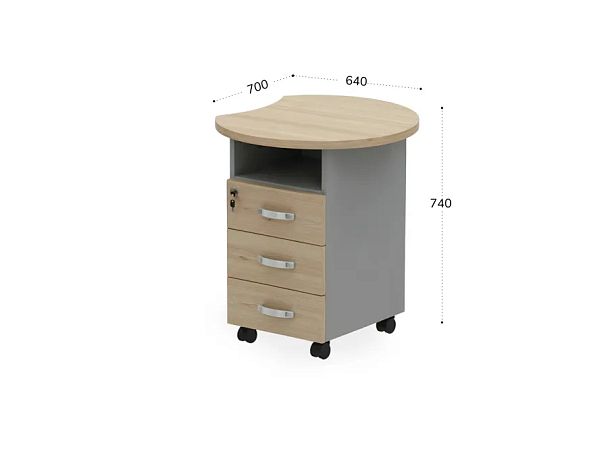БЕРЛИН / BERLIN Тумба приставная правая 640х700х740 Акация/Серый - Вид 2