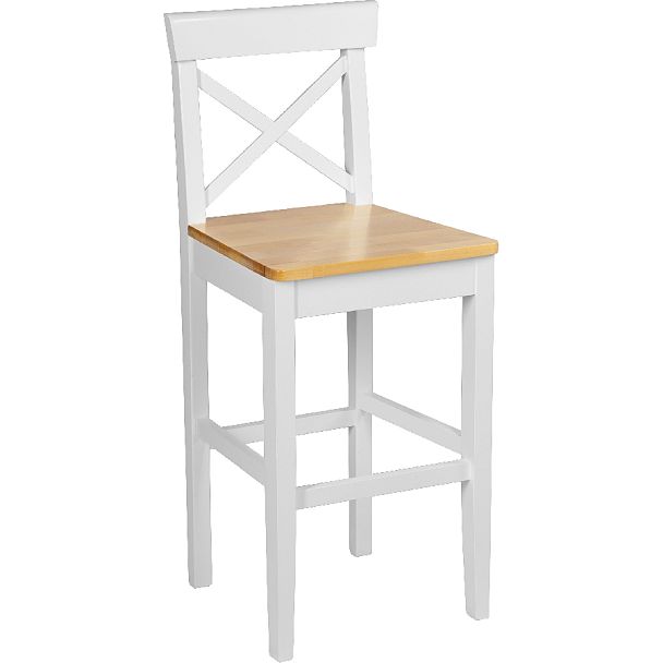 Комплект деревянных полубарных стульев с жестким сиденьем Бергольф Белый/Натуральный, 3 шт. - Вид 3
