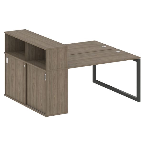 Metal System Quattro Р. ст. с шкафом-купе на О-образном м/к 50БО.РС-СШК-2.3 Т Вяз/Антрацит металл 1810*1475*1098 - Вид 1