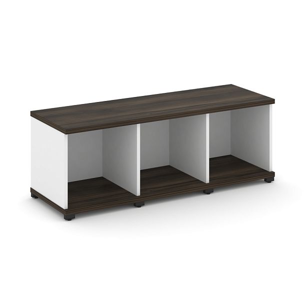 Concept Стеллаж 3 узкие секции, 1 ниша CN.STU-130 Дуб Мали/Белый Бриллиант/Металл Черный 1252*420*450 - Вид 1