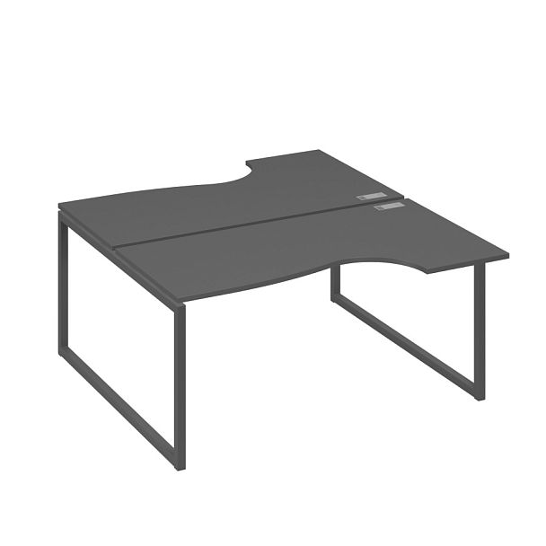 Рабочая станция (2х160) столы Классика опоры QUATTRO A4 А4 Б4 185 БП антрацит премиум / металлокаркас антрацит - Вид 1