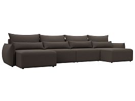 Диван П-образный Лига-051 НПБ Лонг Рогожка коричневый - Фото предпросмотра