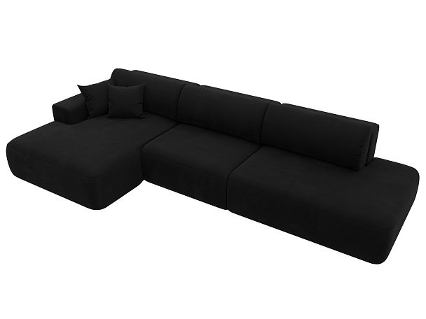 Диван угловой Лига-036 Модерн Лонг левый угол Микровельвет черный - Вид 5