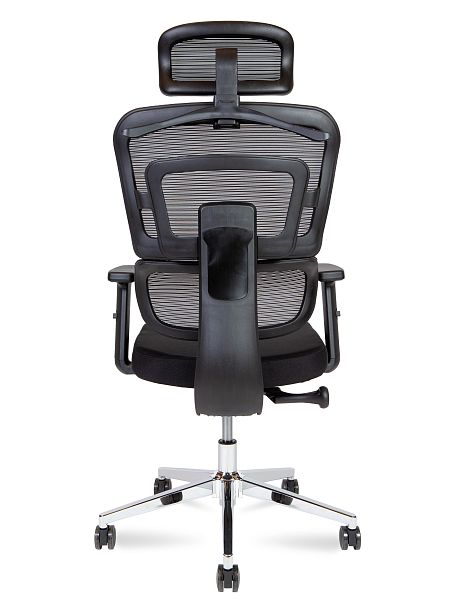 Кресло офисное / Ergo / черный пластик / черная сетка / черная ткань - Вид 2