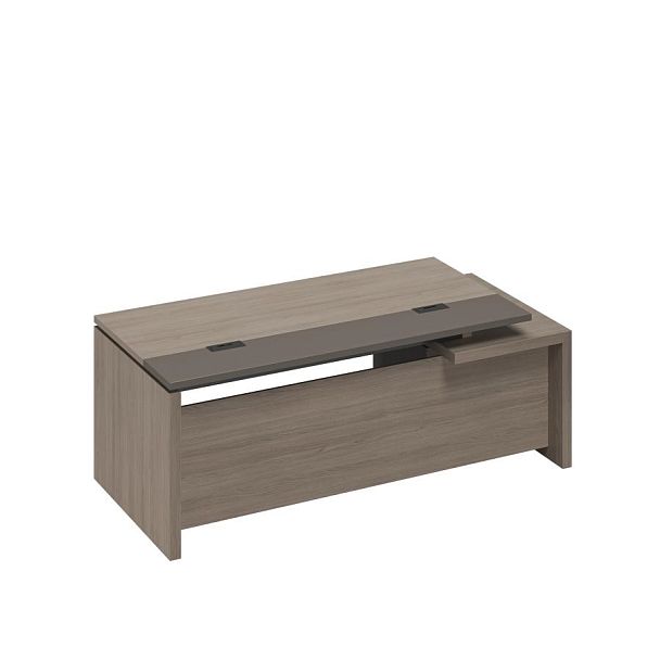 Стол руководителя с кабель-каналами с тумбой подвесной 2-ящичной с замком левый U.RUS РС 113 ДЧ/ЛС дуб виченца/лава серая - Вид 1