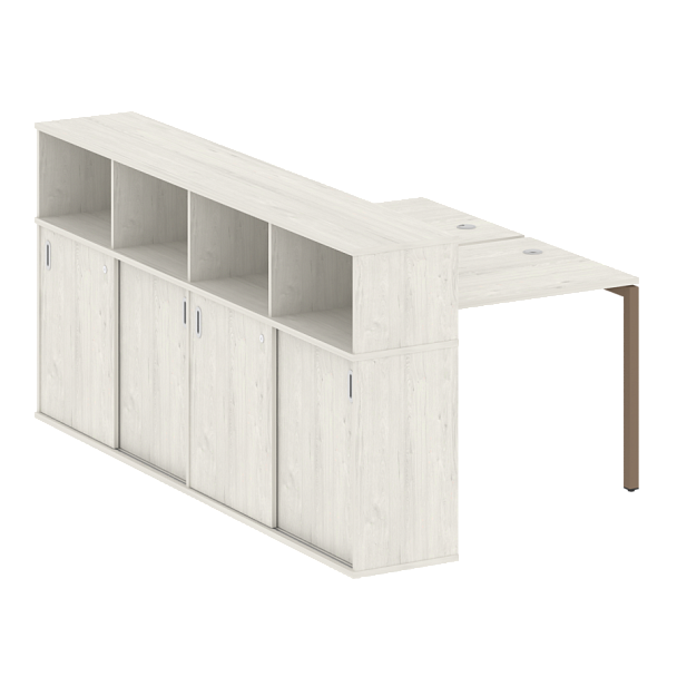 Metal System Quattro Р. ст. с шкафом-купе на П-образном м/к 40БП.РС-СШК-4.1 Т Дуб наварра/Мокко металл 1410*2332*1098 - Вид 1