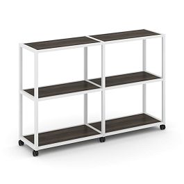 Shelf Mobile Стеллаж 3 уровня 2 секции VR.LT-STK-311.06 Дуб Мали/Металл Белый 1170*400*1046 - Фото предпросмотра