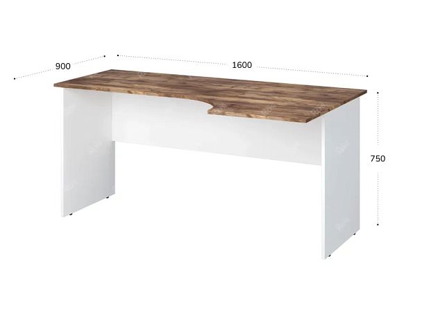 TANDEM RTD014-160R-SH Стол эргономичный правый 1600х900х750 Таксония шоколадная/Белый - Вид 2