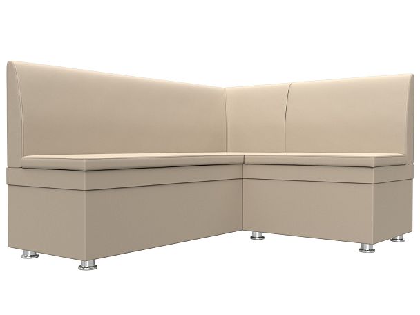 Кухонный угловой диван Уют правый (полностью экокожа бежевая) - Вид 3