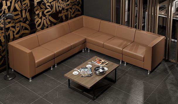 Секция с подлокотником двухместная правая "PRIME" PR.SP-2(R) черный кз - Вид 7