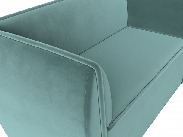 Прямой диван Бергамо 2-х местный (полностью велюр бирюзовый) - Вид 4