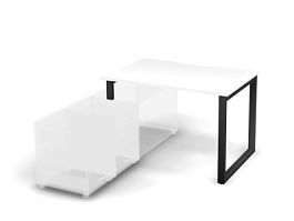 MATRIX 121B100-O Стол прямой, опора на тумбу, пров. вырез. (O-опоры) 1180х780х775 Белый/Темно-серый - Фото предпросмотра