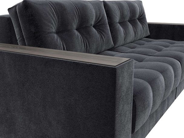 Диван прямой с декором Лига-049 НПБ Велюр серый - Вид 4