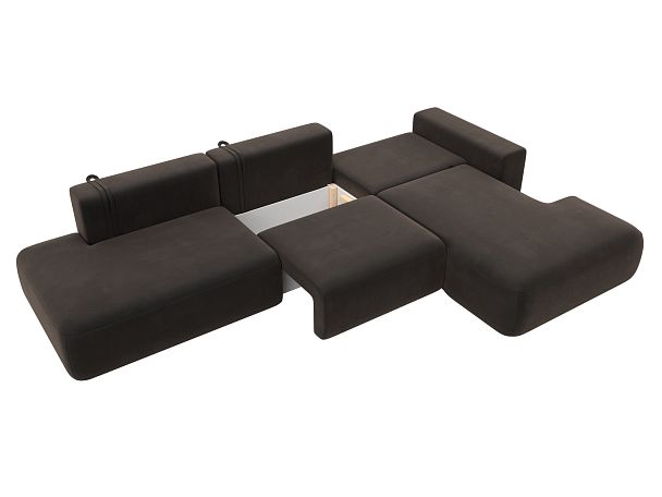 Диван угловой Лига-036 Модерн Лонг правый угол Велюр коричневый - Вид 8