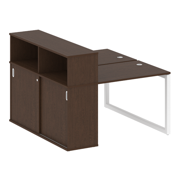 Metal System Quattro Р. ст. с шкафом-купе на О-образном м/к 50БО.РС-СШК-2.1 Т Венге/Белый металл 1410*1475*1098 - Вид 1