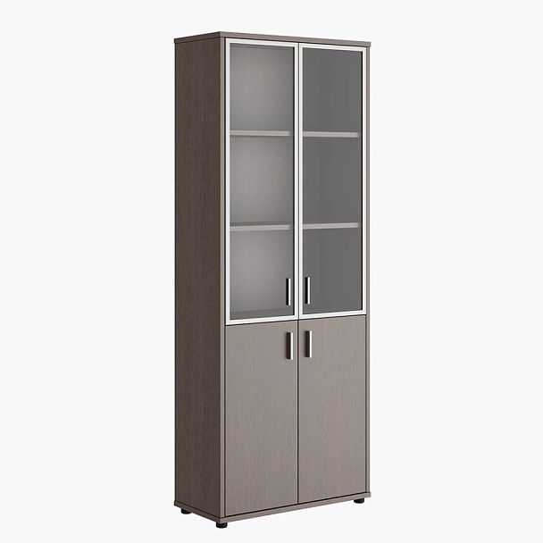 Шкаф для бумаг со стеклом Trend 77,6x36x199,4 тёмный дуб - Вид 1