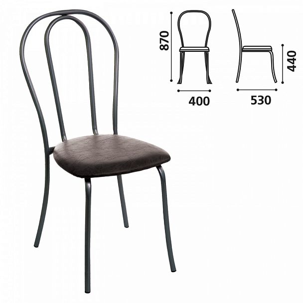 Стул для столовых, кафе, дома "Вереск", черный каркас, кожзам черный, СМ7/6-05 К-01 - Вид 1