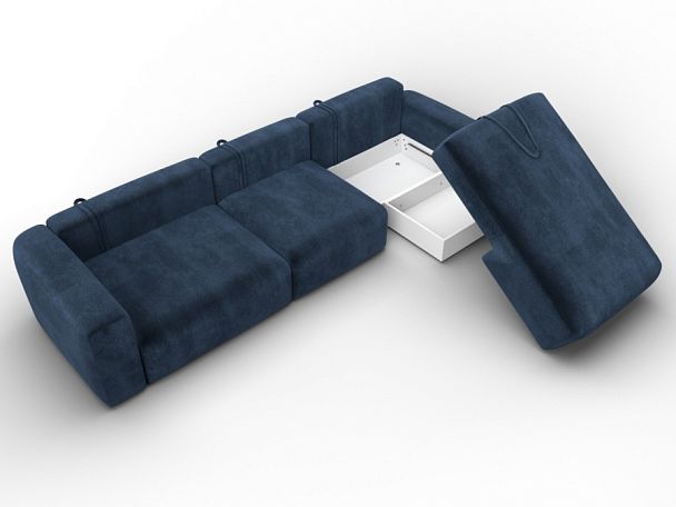 Диван угловой Лига-066 НПБ Лонг угол правый Велюр синий - Вид 7