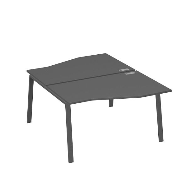Рабочая станция столы Техно (2х140) каркас TRE A4 А4 Б3 190  БП антрацит премиум / металлокаркас антрацит - Вид 1