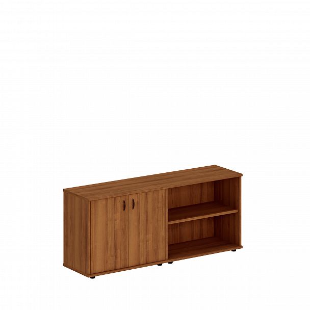 Шкаф комбинированный низкий (закрытый + стеллаж) "Престиж" Исп.07 темный орех - Вид 1