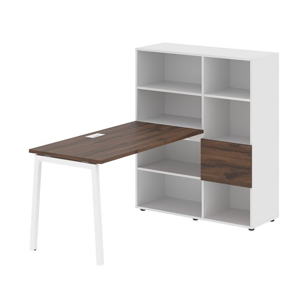Стол-стеллаж ELRST 1113 Дуб Денвер тёмный/Белый/Белый 1790х1120х1355 EDIS - Вид 1