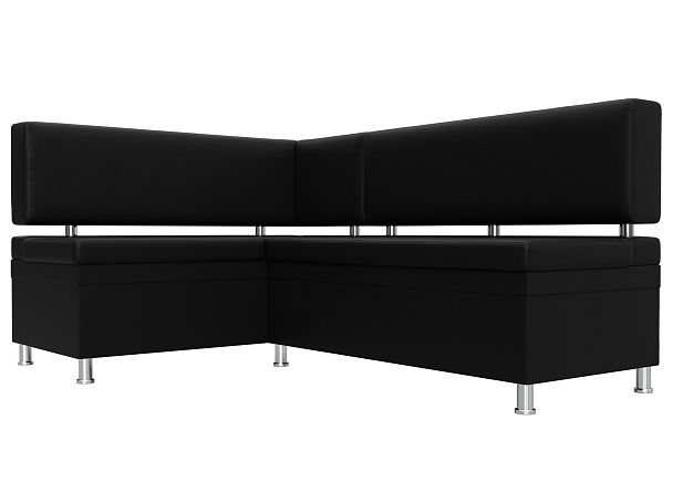 Кухонный уголок Стайл левый (полностью экокожа черная) - Вид 3