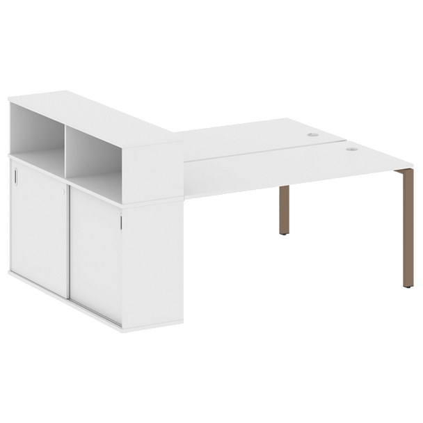 Metal System Р. ст. с шкафом-купе на П-образном м/к БП.РС-СШК-2.4 Т Белый/Мокко металл 2010*1475*1098 - Вид 1
