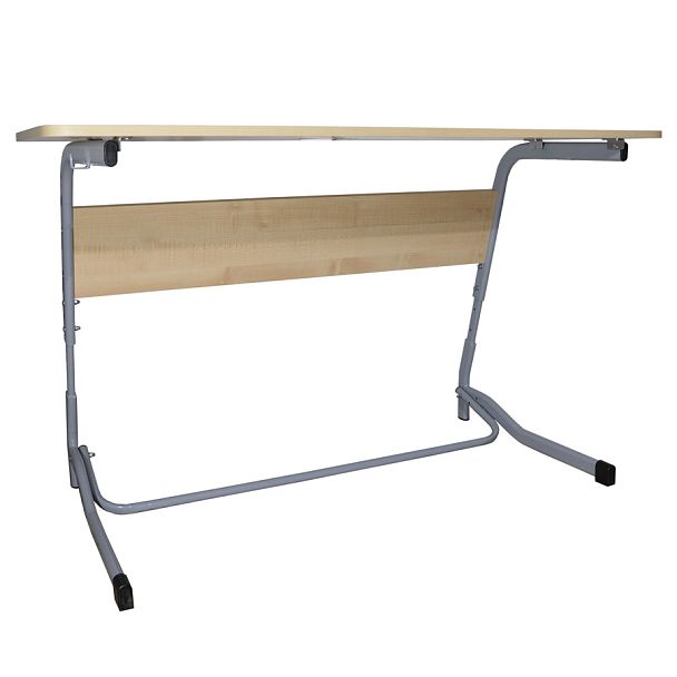 Стол-парта 2-местный регулируемый "Олимп", 1200х500х520-640 мм, рост 2-4, серый каркас, ЛДСП клён - Вид 1